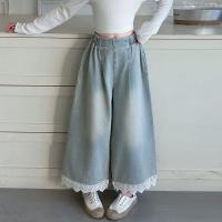 ราคา กางเกงยีนส์เด็กผญ กางเกงยีนส์แต่งขอบลูกไม้ กางเกงเด็กหญิง กางเกงยีนส์เด็ก กางเกงขากว้าง กางเกงเด็กโต (24916831628)