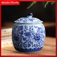 ราคา เดินไปเครื่องลายครามสีฟ้ามีเมฆมากวัดเครื่องเคลือบลายครามจีนที่เก็บขวดโหลแบบดั้งเดิมพร้อมฝาแจกันดอกไม้เซรามิกแจกันดอกไม้กระถางดอกไม้สำหรับบ้านไร่บ้าน (23307460718)