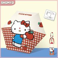 ราคา QIXIANG1 Sanrio Hello Kitty ร่มร่มพลาสติกสีดำ ร่มกันแดดแบบพับได้ห้าทบแดดแดด (24362458541)
