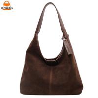ราคา Women Suede Hobo Bag Slouchy Shoulder Bag Magnetic Closure Retro Handbag Purse for Work Travel (23964325262)