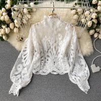 ราคา เสื้อเชิ้ตแขนกระดิ่งแฟชั่นสไตล์เกาหลีแบบใหม่สำหรับผู้หญิงเสื้อชิคนิชแบรนด์สไตล์ฝรั่งเศสเสื้อกันแดดลูกไม้แบบบางสำหรับผู้หญิงแขนยาว (20602995039)