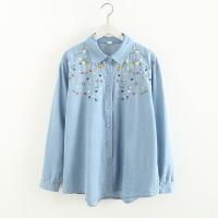 ราคา เสื้อเชิ้ตยีนส์ทรงหลวมแขนยาวปักลายดอกไม้สำหรับผู้หญิงในฤดูใบไม้ผลิปี 2023 ทรงหลวม ทรงหลวม สไตล์หวาน เสื้อเชิ้ตยีนส์ผู้หญิง (23099672272)