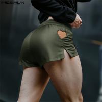 ราคา กางเกงขาสั้นสำหรับผู้ชายสไตล์ตะวันตกคัตเอาต์มีกากเพชรเอวยางยืดธรรมดาทรงแบ็กกี้เลานจ์ 0714 (24714370960)