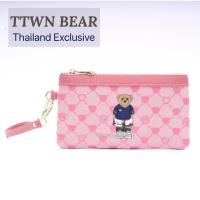 ราคา TTWN BEAR กระเป๋าสตางค์หมีคล้องมือ หนังPUผ้าทอ ใส่มือถือได้ ขนาด8นิ้ว รุ่นขายดี (21228196100)