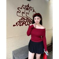 ราคา CiCi Plus M2311 เสื้อปาดไหล่ไหมพรมแขนยาว เรียบหรู สไตล์สาวพลัสไซส์ (23959055299)