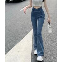 ราคา Hot Sale Irregular Jeans Womens High Waist Slim Fit Slim Slim trousers Thin Wide Leg Mopping Flare Pants (18558515354)