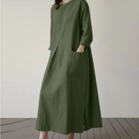ราคา Elegant Long Sleeve Round Neck Sun Dress Casual Holiday Womens Dress Spring New Model Fashionable Wrap Up Your Style In This Dr (24708811226)