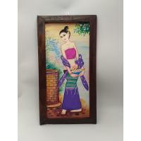 ราคา ภาพวาดล้านนา กรอบไม้สักธรรมชาติ ภาพวาดติดผนัง เพ้นท์ ตกแต่งผนัง แขวนผนัง (21587483780)