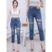 ราคา กางเกงยีนส์ทรงบอยเล็กเอวสูง ผ้าไม่ยืดแต่งขาดแฟชั่นสุดเก๋ ป้าย2511 vintage denim (12002091344)
