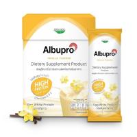 ราคา ALBUPRO Egg White Protein อัลบูโปร โปรตีนจากไข่ขาว แบบผงชงดื่ม ผลิตภัณฑ์เสริมอาหาร มีหลายกลิ่นให้เลือกซื้อ 1กล่อง 12ซอง (22927644765)