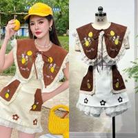 ราคา ชุดเซตกางเกงขาสั้น เสื้อคอปก กางเกงขาสั้น งานปักทั้งชุด น่ารักมากๆ งานป้าย thanyacha (24727177077)