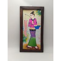 ราคา ภาพวาดล้านนา กรอบไม้สักธรรมชาติ ภาพวาดติดผนัง เพ้นท์ ตกแต่งผนัง แขวนผนัง (22062936614)