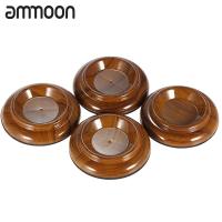 ราคา ammoon 4PCS set Double Round Acrylic Upright Piano Caster Cups w Rose Wood Pattern EVA Anti slip Mat (19644482674)