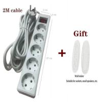 ราคา Wan77 tool 2 Round Pin EU RUS Plug Power Strip Switch 5 M 3M 2M Cable 3 5 Outlets สายไฟต่อซ็อกเก็ตกรองเครือข่าย (16544968465)