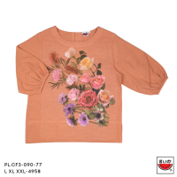 ราคา เสื้อแตงโม SUIKA เสื้อแตงโม คอปาดกระดุมหลัง แขนสามส่วนทรงตุ๊ก พิมพ์ลายดอกไม้ PL CF3 183 165 182 048 090 186 (22856395959)