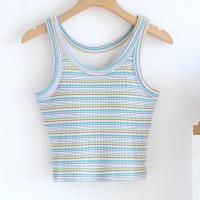 ราคา LORIOT เสื้อชั้นในสตรีเสื้อชั้นในสายเดี่ยวลายขวางสีรุ้งเสื้อกล้ามเสื้อกล้ามรองเท้าแตะแขนกุดเซ็กซี่ลำลอง SA1568เกาหลี (21438000052)