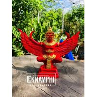 ราคา พญาครุฑ เนื้อมวลสารแร่เหล็กน้ำพี้สีแดงแต่งเครื่องทอง ขนาดฐานกว้าง3 5 นิ้วสูง 5นิ้ว ช่วงปีกกว้าง 7นิ้ว (17358379808)