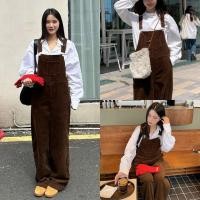 ราคา พร้อมส่ง primproudhome Brownie Cookie Overalls เอี๊ยมผ้าลูกฟูก สีน้ำตาลเข้ม ใส่สบาย ทรงสวย (24730606168)