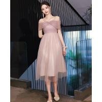 ราคา ชุดแต่งงานสีชมพู ชุดราตรียาวสำหรับผู้หญิง ชุดราตรียาวปานกลาง เดรสยาวสไตล์แฟชั่นฤดูร้อน ชุดราตรีผู้หญิง (20815950966)