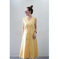 ราคา เดรสลินิน คอวี แขนกุด กระดุมหน้า เดรสยาวลินิน ไซส์ใหญ่ อก 36 Kaewtashop (24544108564)