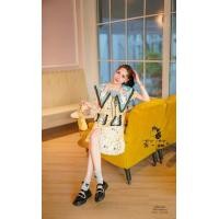 ราคา เดรสสั้น ผ้าทอ ทรงปล่อย คอปก ลายแมว สีเหลืองเหลือง งานป้าย si an (24212230744)