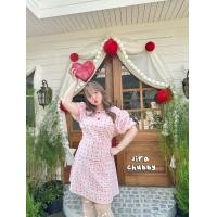 ราคา 1144 เดรสลายสก็อตหัวใจคอปก น่ารักม๊าก แต่งด้วยกระดุมหัวใจ สาวอวบ (23835454549)