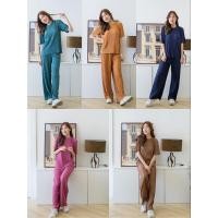 ราคา ชุดเซ็ท เสื้อ กางเกงผ้าพลีท สวย ปัง มีสไตลล์ (22270880532)