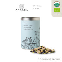 ราคา ARAKSA ไพลิน ชาสมุนไพรขิงอัญชันออร์แกนิค บรรจุกระป๋อง ARAKSA Pai Lin Herbal Tea Ginger Butterfly Pea Flower in Tin USDA EU Organic Tea (10494343272)