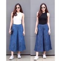 ราคา กางเกงผ้ายีนส์ฟอกและผ้าลินินทรงขายาวขาบานระบายชั้น (14666240499)