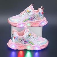 ราคา รองเท้ากีฬาเด็กผู้หญิงลายการ์ตูนเจ้าหญิงเอลซ่ามีไฟ LED เรืองแสง สวมใส่สบาย ระบายอากาศได้ดี Size 28 36 (24692403745)
