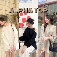 ราคา Alpha Top เสื้อแขนยาว เว้าไหล่ ผ้าคอตตอนลินิน (23157913531)