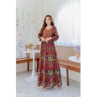 ราคา เดรส เดรสยาว เดรสสไตล์โบฮีเมี่ยน งานพรีเมี่ยม กุ้นขอบ ลายกราฟฟิค คอเหลี่ยม ปักอกด้านหน้าผ้าไหมอินเดีย อก32 44 เอวยางยืดฟรีไซด์ ยาว52นิ้ว พร้อมส่งจากไทย (23022401198)