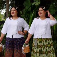 ราคา เสื้อผ้าฝ้ายเยื่อไผ่บุหงา อก 48 50 52 54 56 58 62 เสื้อพื้นเมืองผู้หญิง (24781136781)