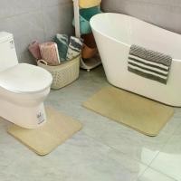 ราคา เสื่อกันลื่นห้องน้ําสองชิ้นชุดรูปตัว U เสื่อเท้าดูดซับ flocked สําหรับโถส้วมและฝักบัว (24595155343)