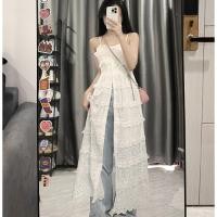 ราคา ชุดเดรสยาวปานกลางสไตล์ฝรั่งเศส ผ้าลูกไม้โปร่ง 2 ทาง สายเดี่ยว ช่วงฤดูร้อน สีขาว ชุดราตรี ชุดเดรสผู้หญิง ชุดเดรสยาวปานกลาง (24596804195)