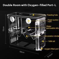 ราคา ZOOGGJZ พลาสติกทำจากพลาสติก กล่องแยกปลา ห้องคู่ มีพอร์ตเติมออกซิเจน กล่องตู้ฟักไข่ปลา ทนทานต่อการใช้งาน ใสสะอาด บ้านฟักปลาทารก เพาะพันธุ์ในตู้ปลา (24714273817)