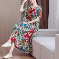 ราคา ชุดนอนผ้าไหมคอตตอนไซส์ใหญ่หลวมๆ สำหรับคุณแม่ ชุดนอนผ้าฝ้าย แขนสั้น กระเป๋า ชุดอยู่บ้าน ชุดเดรสยาว แขนสั้น กระโปรงทรงเอ (24706114494)