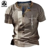 ราคา Oufisun Mens Graphic Color Block Shirt Short Sleeve 3D Print Fashion American Retro Shirt Business Casual Shirt Hawaiian Button Vintage T shirt Fully Sublimated T shirt (24661696153)