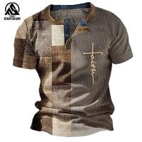 ราคา Oufisun Mens Graphic Color Block Shirt Short Sleeve 3D Print Fashion American Retro Shirt Business Casual Shirt Hawaiian Button Vintage T shirt Fully Sublimated T shirt (24661696148)