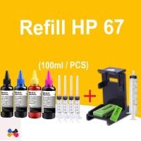 ราคา HP 67 หมึก HP 67XL หมึก HP67XL 100ml หมึกเติมหมึกเติมสำหรับ HP 1255 2332 2732 2752 2755 4140 4152 4155 4158 (17115185627)