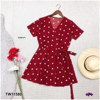 ราคา TT11580 เดรสผูกเอวไขว้ลายหัวใจ (23086067032)