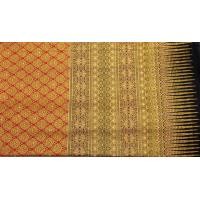 ราคา ผ้าพิมพ์ทอง Gold Printed Fabric ลายไทย Thai Design มีเชิง ความกว้าง Width 105ซม cm ใช้เป็นผ้าถุง Sarong โจงกระเบน Jong kra bane ปูเตียงนวด Bed Sheet คอตต้อน cotton 100 (9435121911)