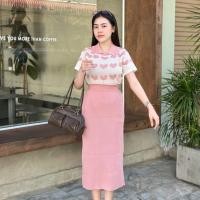 ราคา MesubShop ชุดเซ็ต2ชิ้น งานผ้าไหมพรม เสื้อคอปกโปโลทอลายหัวใจ กระโปรงยาว ผ้าไหมพรมยืด รุ่น ปฏิทิน (23873921428)