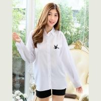 ราคา เสื้อเชิ้ตทำงาน เสื้อเชิ้ตสีขาว เสื้อเชิ้ตผู้หญิง เสื้อเชิ้ตสีเสื้อเชิ้ตคอปก เสื้อเชิ้ตปัก แขนยาว ผ้าไหมอิตาลี นุ่ม พริ้ว ใส่สบ (15142694621)