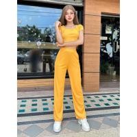 ราคา พร้อมส่ง ชุดเซ็ท ผ้าคอตตอนผสมเรย่อน เสื้อครอป เว้าหลัง เซ็กซี่ เอวลอย แขนสั้น ขาสั้น TZ893 (21806288118)