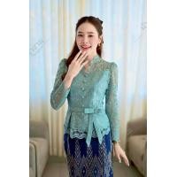 ราคา เสื้อลูกไม้ เสื้อลูกไม้ฝรั่งเศสอัดกาว เสื้อลูกไม้ระบาย แต่งกระดุมหน้า ซิปหลัง (24636341547)