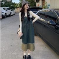 ราคา fangfashion2 เอี๊ยมกระโปรงยีนส์ผู้หญิงทรงบาน รุ่น W9166 (21408597126)