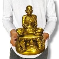 ราคา หลวงปู่ดู่ พรหมปัญโญ วัดสะแก สีทองโบราณ หน้าตัก5นิ้ว ประทับบนฐานพญานาคราชคู่ หลวงตาม้าปลุกเสกอุดผงจักรพรรดิ์ (19757001033)