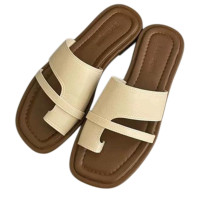 ราคา รองเท้าแตะหนังแท้แบบคีบนิ้วโป้ง รองเท้าแตะหนังแท้แบบสวมสองทางสำหรับผู้หญิงในช่วงฤดูร้อน ทน พื้นกันลื่น ไม่อับชื้น (23920741275)