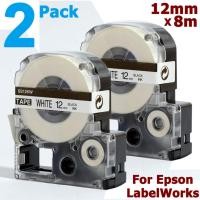 ราคา 2 ชิ้น 12 มิลลิเมตรสีดำบนสีขาวสำหรับ Epson LC 4WBN LC4WBN สำหรับ KingJim SS12KW ตลับเทปพิมพ์สำหรับเครื่องพิมพ์ฉลากแบบพกพา LabelWorks LW 300 LW300 LW 400 LW400 LW 600P LW600P LW 700 LW700 LW 900P LW900